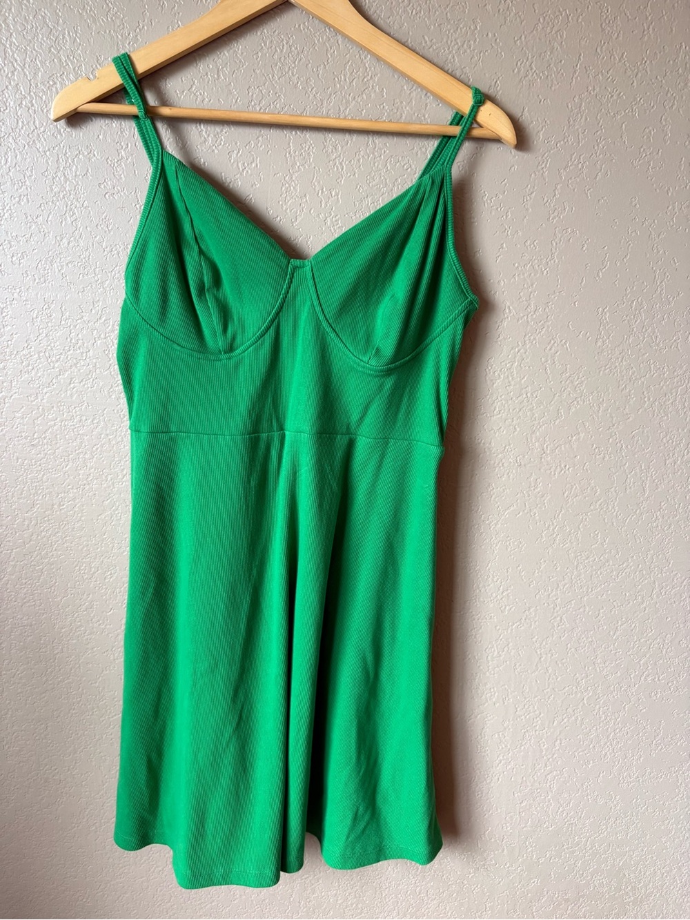 Wild Fable Green Dress Spaghetti Strap Ribbed Women's L Adjustable Straps y2K